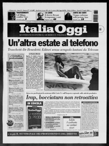 Italia oggi : quotidiano di economia finanza e politica